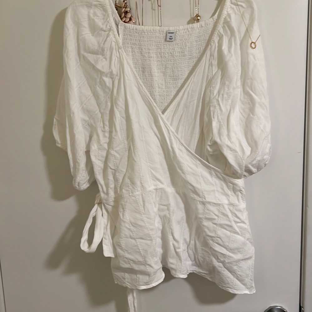 Old Navy White Wrap Blouse